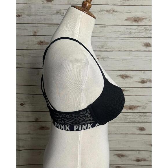 PINK Victoria's Secret lace strappy racerback push-up pigeonnant bra Size 32D - Picture 3 of 10